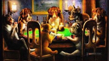 Chiens jouant au poker Animaux facétieux Peinture à l'huile